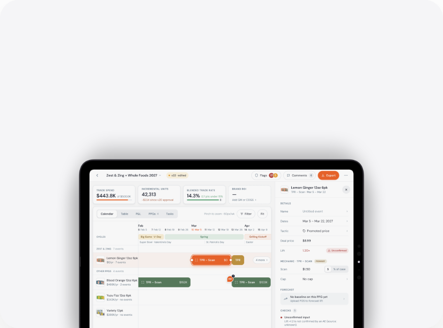 The promo planner calendar on an iPad